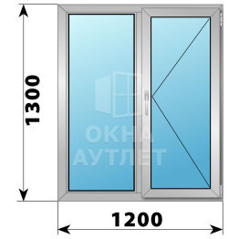 Двухстворчатое алюминиевое окно 1200×1300 Г-П ОА-54556
