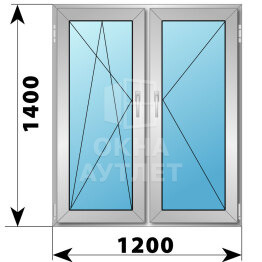 Двухстворчатое алюминиевое окно 1200×1400 ПО-П ОА-54967