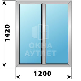 Двухстворчатое алюминиевое окно 1200×1420 Г-Г ОА-54088