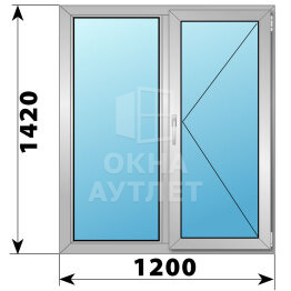 Двухстворчатое алюминиевое окно 1200×1420 Г-П ОА-54592