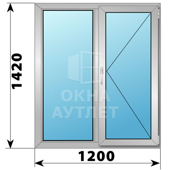Двухстворчатое алюминиевое окно 1200×1420 Г-П ОА-54592