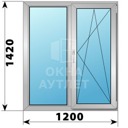 Двухстворчатое алюминиевое окно 1200×1420 Г-ПО ОА-54664