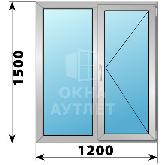 Двухстворчатое алюминиевое окно 1200×1500 Г-П ОА-54640