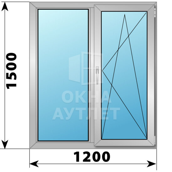 Двухстворчатое алюминиевое окно 1200×1500 Г-ПО ОА-54721