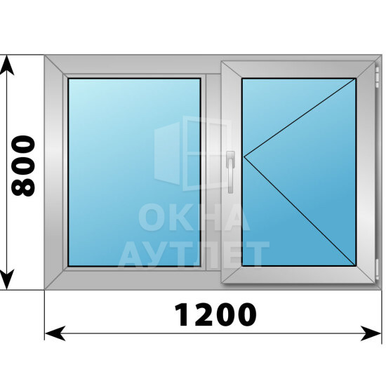 Двухстворчатое алюминиевое окно 1200×800 Г-П ОА-54223
