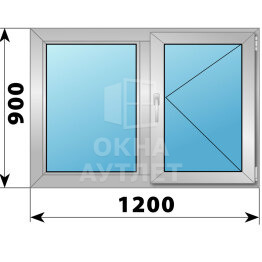 Двухстворчатое алюминиевое окно 1200×900 Г-П ОА-55249