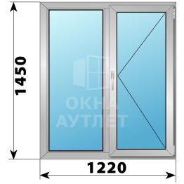 Двухстворчатое алюминиевое окно 1220×1450 Г-П ОА-54613