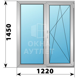 Двухстворчатое алюминиевое окно 1220×1450 Г-ПО ОА-54691