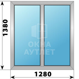 Двухстворчатое алюминиевое окно 1280×1380 Г-Г ОА-54133