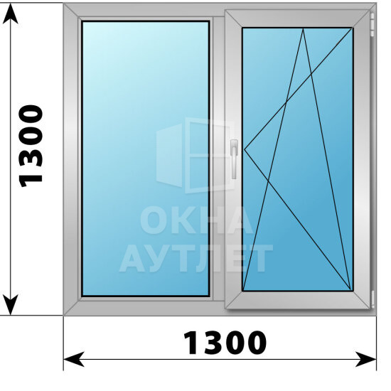 Двухстворчатое алюминиевое окно 1300×1300 Г-ПО ОА-54655