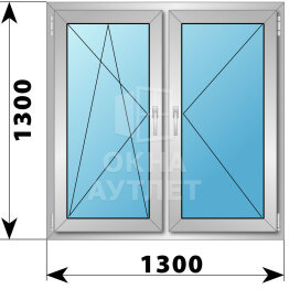Двухстворчатое алюминиевое окно 1300×1300 ПО-П ОА-54964