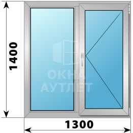 Двухстворчатое алюминиевое окно 1300×1400 Г-П ОА-54643
