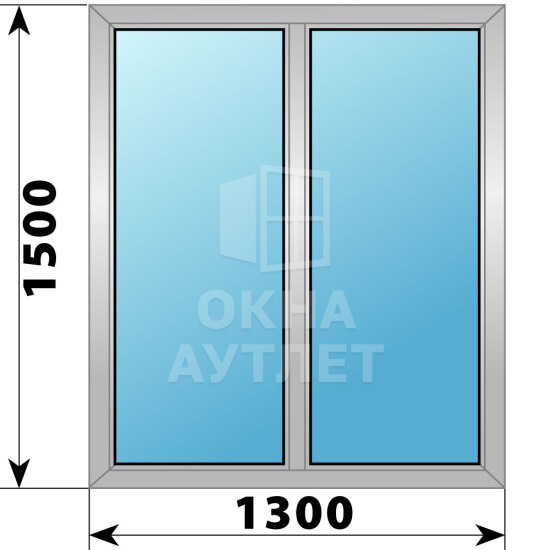 Двухстворчатое алюминиевое окно 1300×1500 Г-Г ОА-54229