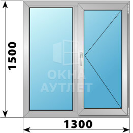 Двухстворчатое алюминиевое окно 1300×1500 Г-П ОА-54682