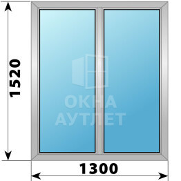 Двухстворчатое алюминиевое окно 1300×1520 Г-Г ОА-54241