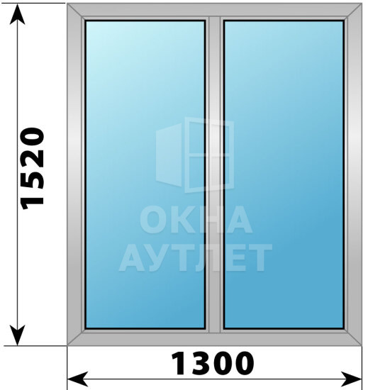 Двухстворчатое алюминиевое окно 1300×1520 Г-Г ОА-54241