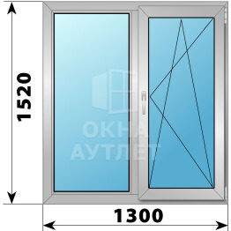 Двухстворчатое алюминиевое окно 1300×1520 Г-ПО ОА-54769