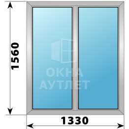 Двухстворчатое алюминиевое окно 1330×1560 Г-Г ОА-54295