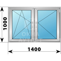 Двухстворчатое алюминиевое окно 1400×1000 ПО-П ОА-54928