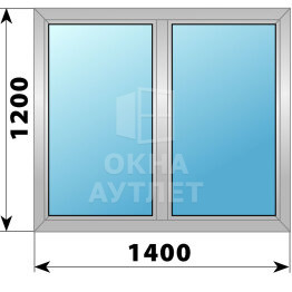 Двухстворчатое алюминиевое окно 1400×1200 Г-Г ОА-54046