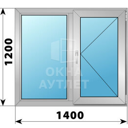 Двухстворчатое алюминиевое окно 1400×1200 Г-П ОА-54574
