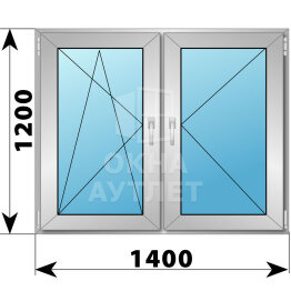 Двухстворчатое алюминиевое окно 1400×1200 ПО-П ОА-54952