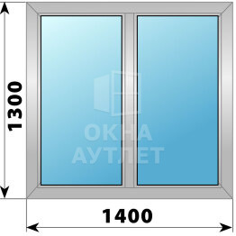 Двухстворчатое алюминиевое окно 1400×1300 Г-Г ОА-54121