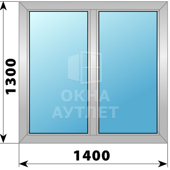 Двухстворчатое алюминиевое окно 1400×1300 Г-Г ОА-54121