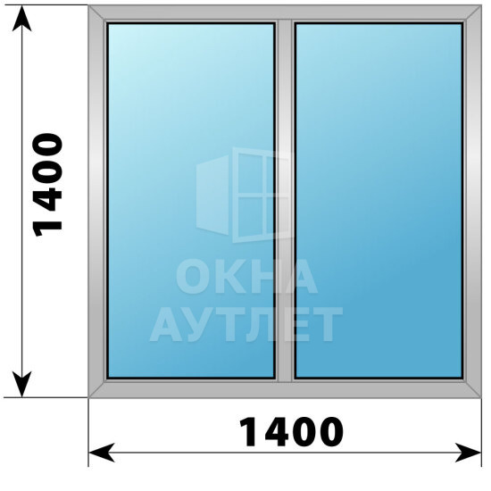Двухстворчатое алюминиевое окно 1400×1400 Г-Г ОА-54202