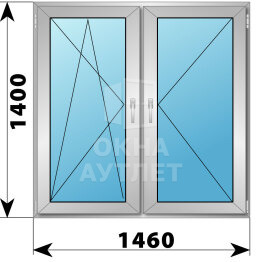Двухстворчатое алюминиевое окно 1460×1400 ПО-П ОА-55024