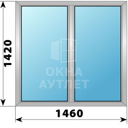 Двухстворчатое алюминиевое окно 1460×1420 Г-Г ОА-54274