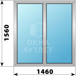 Двухстворчатое алюминиевое окно 1460×1560 Г-Г ОА-54364