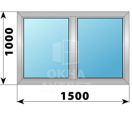 Двухстворчатое алюминиевое окно 1500×1000 Г-Г ОА-53983