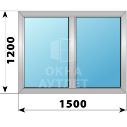 Двухстворчатое алюминиевое окно 1500×1200 Г-Г ОА-54091