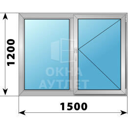 Двухстворчатое алюминиевое окно 1500×1200 Г-П ОА-54595