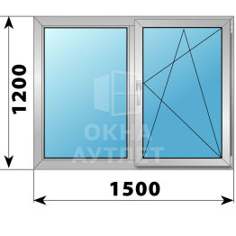 Двухстворчатое алюминиевое окно 1500×1200 Г-ПО ОА-54667