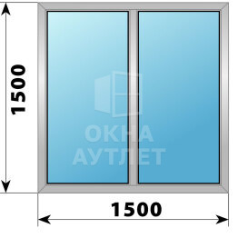 Двухстворчатое алюминиевое окно 1500×1500 Г-Г ОА-54343
