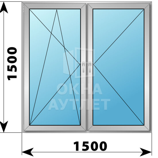 Двухстворчатое алюминиевое окно 1500×1500 ПО-П ОА-55069