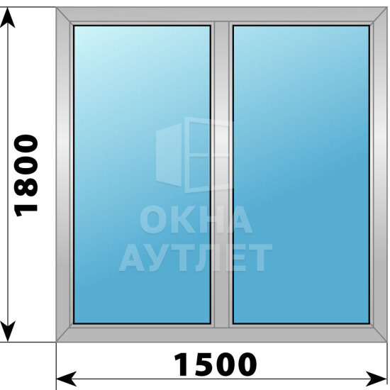 Двухстворчатое алюминиевое окно 1500×1800 Г-Г ОА-54526