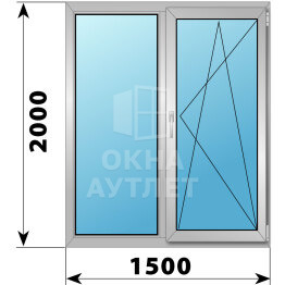 Двухстворчатое алюминиевое окно 1500×2000 Г-ПО ОА-51710