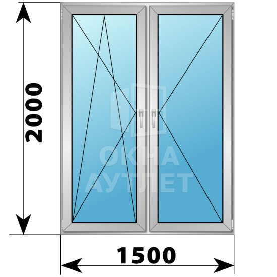 Двухстворчатое алюминиевое окно 1500×2000 ПО-П ОА-51893