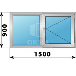 Двухстворчатое алюминиевое окно 1500×900 Г-П ОА-54448