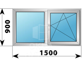 Двухстворчатое алюминиевое окно 1500×900 Г-ПО ОА-54529