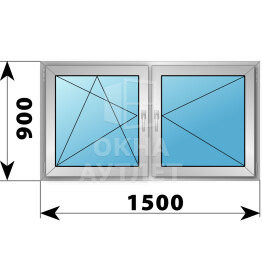 Двухстворчатое алюминиевое окно 1500×900 ПО-П ОА-54916
