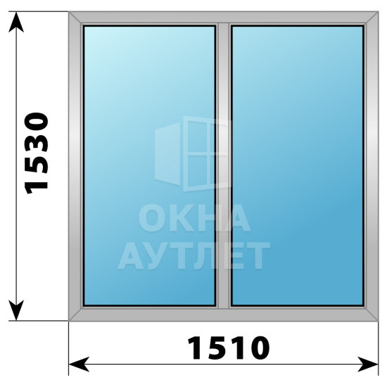 Двухстворчатое алюминиевое окно 1510×1530 Г-Г ОА-54367