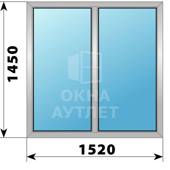 Двухстворчатое алюминиевое окно 1520×1450 Г-Г ОА-54313