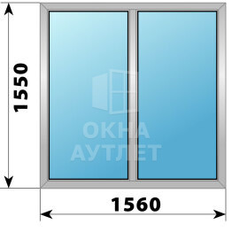 Двухстворчатое алюминиевое окно 1560×1550 Г-Г ОА-54409