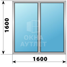 Двухстворчатое алюминиевое окно 1600×1600 Г-Г ОА-54478