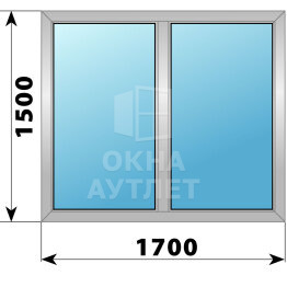 Двухстворчатое алюминиевое окно 1700×1500 Г-Г ОА-54442