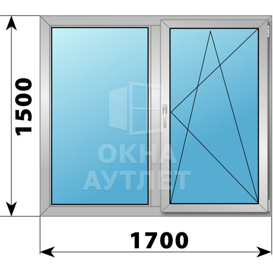 Двухстворчатое алюминиевое окно 1700×1500 Г-ПО ОА-54871